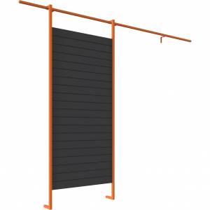 Wandstelling op rail (lamellenwand) 5 meter antraciet/oranje