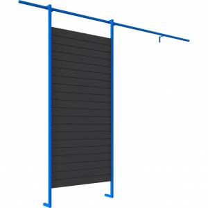 Wandstelling op rail (lamellenwand) 5 meter antraciet/blauw